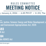 A graphic that lists all the bills the committee will consider during its January 6, 2026 meeting.
