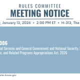 A graphic that lists all the bills the committee will consider during its January 13, 2026 meeting.