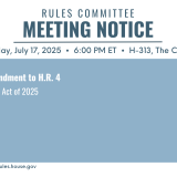 A graphic that lists all the bills the committee will consider during its July 17, 2025 meeting.